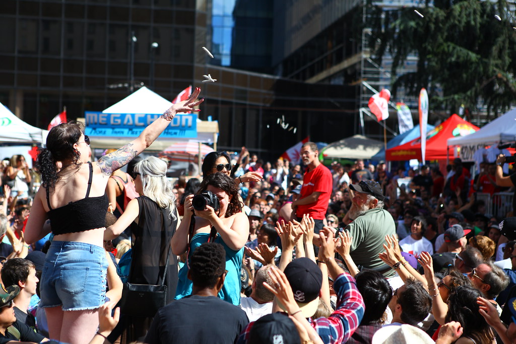 Crowd at an outdoor cannabis festival